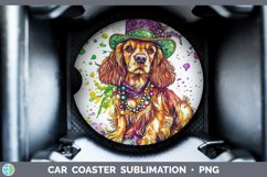 GorgeousMardi Gras Splash Dogs Car Coaster design.