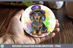 GorgeousMardi Gras Splash Dogs Round Coaster design.
