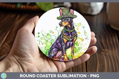 GorgeousMardi Gras Splash Dogs Round Coaster design.