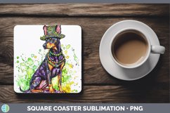 GorgeousMardi Gras Splash Dogs Square Coaster design.