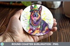 GorgeousMardi Gras Splash Dogs Round Coaster design.