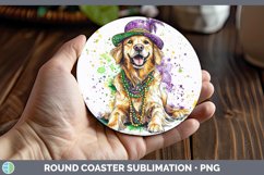 GorgeousMardi Gras Splash Dogs Round Coaster design.