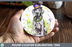 GorgeousMardi Gras Splash Dogs Round Coaster design.