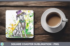 GorgeousMardi Gras Splash Dogs Square Coaster design.