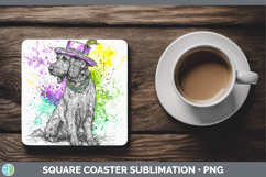 GorgeousMardi Gras Splash Dogs Square Coaster design.