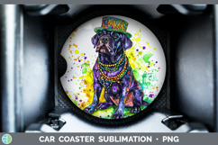GorgeousMardi Gras Splash Dogs Car Coaster design.