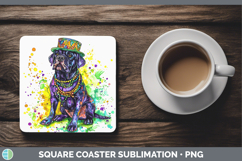 GorgeousMardi Gras Splash Dogs Square Coaster design.