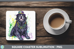 GorgeousMardi Gras Splash Dogs Square Coaster design.