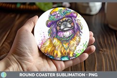 GorgeousMardi Gras Splash Dogs Round Coaster design.