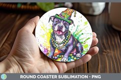 GorgeousMardi Gras Splash Dogs Round Coaster design.