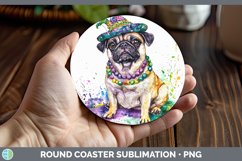 GorgeousMardi Gras Splash Dogs Round Coaster design.