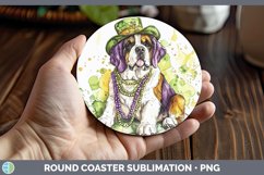 GorgeousMardi Gras Splash Dogs Round Coaster design.