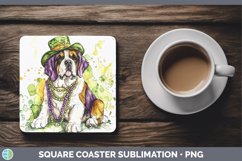 GorgeousMardi Gras Splash Dogs Square Coaster design.