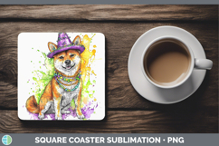 GorgeousMardi Gras Splash Dogs Square Coaster design.