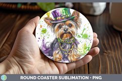 GorgeousMardi Gras Splash Dogs Round Coaster design.