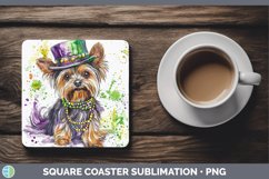 GorgeousMardi Gras Splash Dogs Square Coaster design.