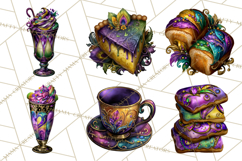 Mardi Gras Cafe Clipart Sweets Desserts Coffee Pastries PNG Product Image 3