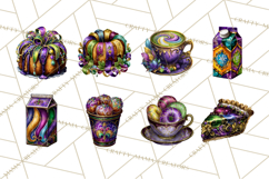 Mardi Gras Cafe Clipart Sweets Desserts Coffee Pastries PNG Product Image 4