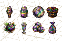 Mardi Gras Cafe Clipart Sweets Desserts Coffee Pastries PNG Product Image 5