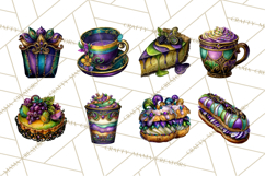 Mardi Gras Cafe Clipart Sweets Desserts Coffee Pastries PNG Product Image 6
