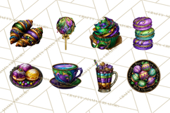 Mardi Gras Cafe Clipart Sweets Desserts Coffee Pastries PNG Product Image 7