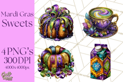 Mardi Gras Cafe Clipart Sweets Desserts Coffee Pastries PNG Product Image 1