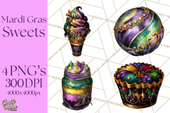 Mardi Gras Cafe Clipart Sweets Desserts Coffee Pastries PNG Product Image 1