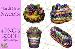 Mardi Gras Cafe Clipart Sweets Desserts Coffee Pastries PNG Product Image 1