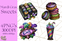Mardi Gras Cafe Clipart Sweets Desserts Coffee Pastries PNG Product Image 1