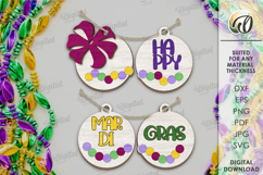 Mardi Gras Tiered Tray Laser Cut. Mardi Gras Wall Decor SVG Product Image 1