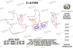 Mardi Gras Tiered Tray Laser Cut. Mardi Gras Mask SVG Product Image 2