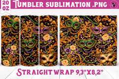 Mardi Gras Tumbler Sublimation | Masquerade Mask Pattern Product Image 1