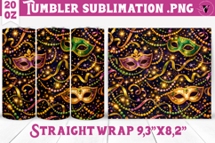 Mardi Gras Tumbler Sublimation | Masquerade Mask Pattern Product Image 1