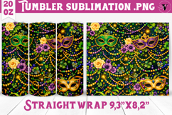 Mardi Gras Tumbler Sublimation | Masquerade Mask Pattern Product Image 1