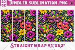 Mardi Gras Tumbler Sublimation | Masquerade Mask Pattern Product Image 1