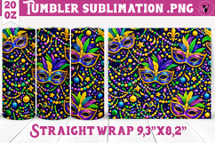 Mardi Gras Tumbler Sublimation | Masquerade Mask Pattern Product Image 1