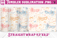 Mardi Gras Tumbler Sublimation | Coquette Masquerade Pattern Product Image 1