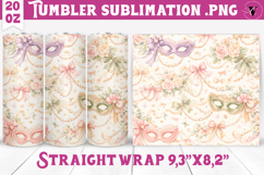 Mardi Gras Tumbler Sublimation | Coquette Masquerade Pattern Product Image 1