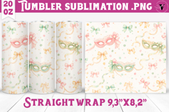 Mardi Gras Tumbler Sublimation | Coquette Masquerade Pattern Product Image 1