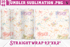 Mardi Gras Tumbler Sublimation | Coquette Masquerade Pattern Product Image 1