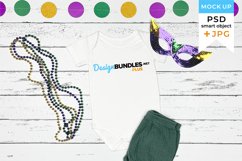 Baby Bodysuit Mockup Mardi Gras | White bodysuit mockup Product Image 1