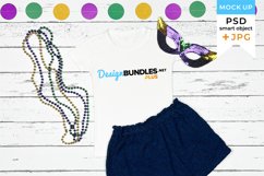 White T-shirt mockup Mardi Gras | Mardi gras girls mockup Product Image 1