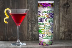 Mardi Gras Tumbler, Mardi Gras Words 20oz Tumbler Design Product Image 3