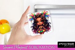 Mardi Gras Chibi Doll Magnet - Sublimation Fridge Magnet Product Image 1