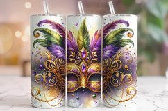 Mardi Gras Mask Tumbler Wrap, Mardi Gras Tumbler PNG Product Image 1