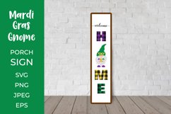 Mardi Gras Gnome Porch Sign. Vertical Front Sign SVG Product Image 1