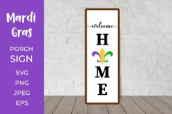 Mardi Gras Porch Sign. Fleur de Lis Vertical Front Sign SVG Product Image 1