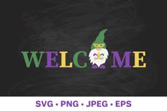 Mardi Gras Welcome Sign. Mardi Gras Gnome. SVG cut file Product Image 1