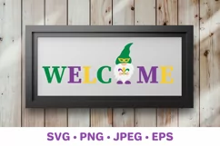 Mardi Gras Welcome Sign. Mardi Gras Gnome. SVG cut file Product Image 2