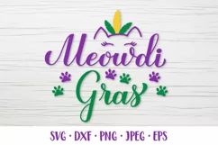 Meowdi Gras SVG. Funny Mardi Gras Quote. Cat Mardi Gras Product Image 1
